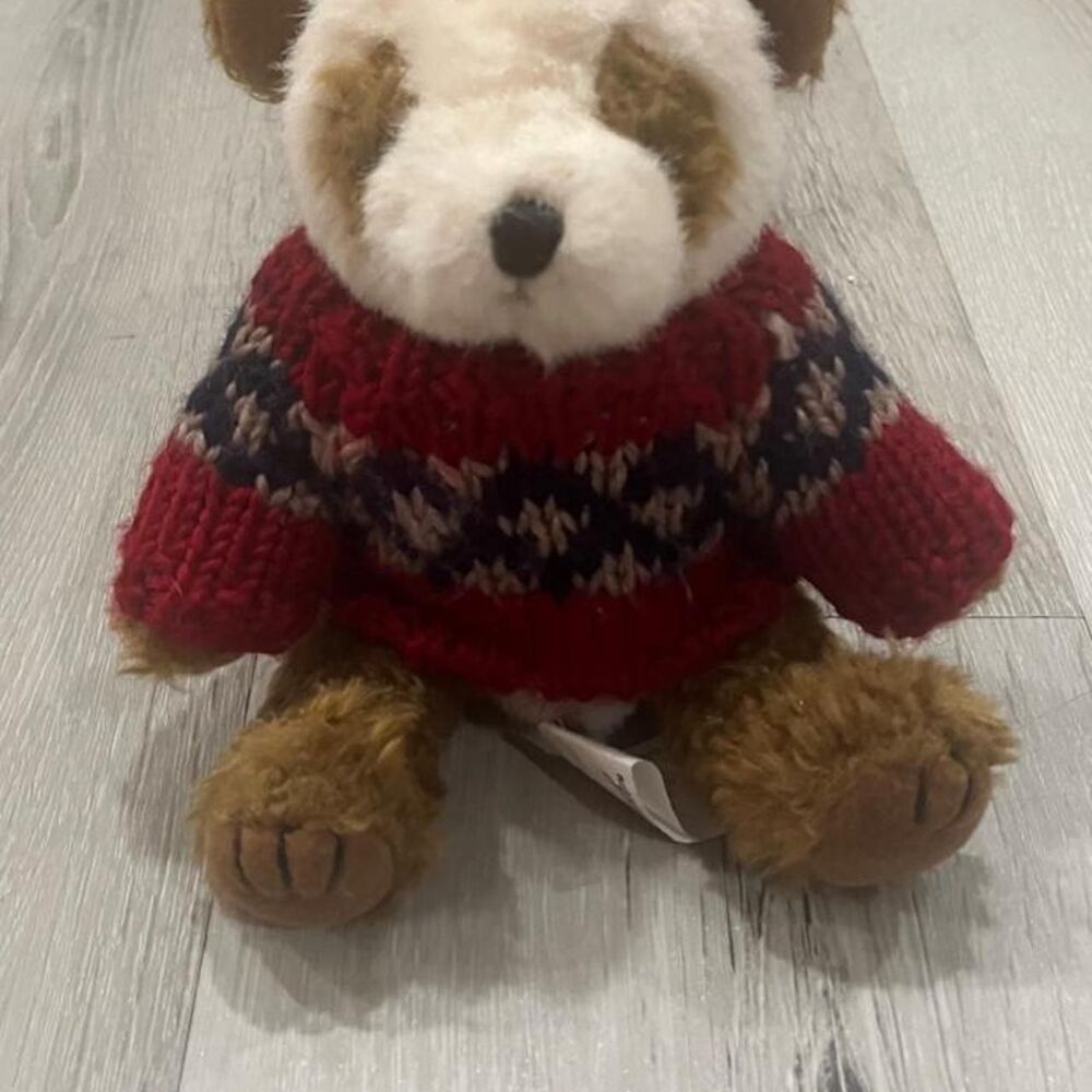 Vintage 1996 Chrisha Creations Bear in Red Nordic Christmas Sweater - Picture 2 of 5